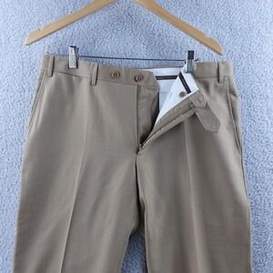 Bellami Italian Wool Men Dress Pants Tan Flat Front Classic Fit Size 34x30 Italy